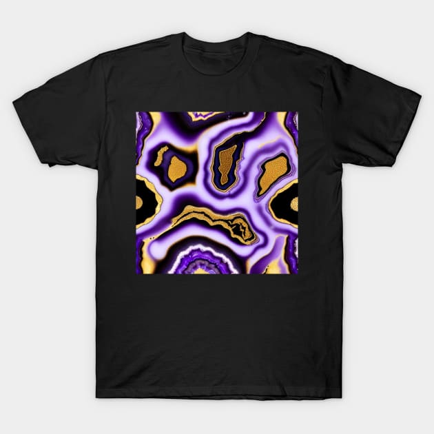 Marble Design - Purple White Black and Gold T-Shirt by ArtistsQuest